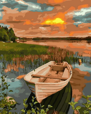 Картина по номерам Цветной: Лодка на закате (GX31605)