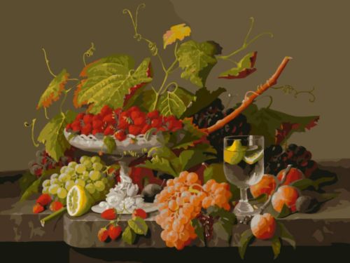 Картина по номерам Белоснежка: Натюрморт с виноградной лозой (906-AS)