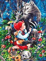Картина по номерам Белоснежка: Красная шапочка и серый волк