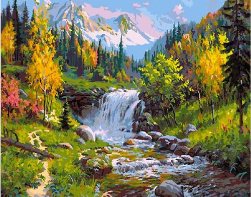 Картина по номерам Paintboy: Горный водопад (ZX 22133)
