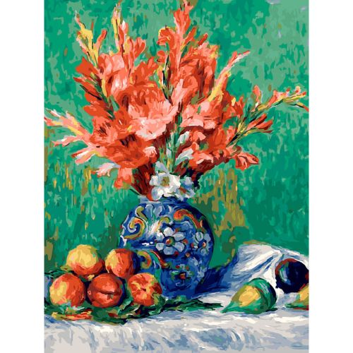 Картина по номерам Белоснежка: Ренуар. Натюрморт с цветами и фруктами (464-AS)
