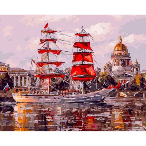 Картина по номерам Белоснежка: Санкт-Петербург. Нева. Алые паруса (450-ART)