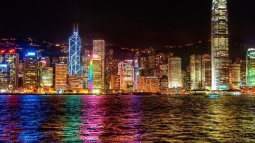 Картина по номерам Цветной Premium: Ночной Гонконг (MG1108)