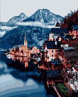 Картина по номерам Цветной: Городок в горах