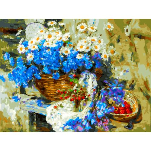 Картина по номерам Белоснежка: Корзина полевых цветов (438-AS)