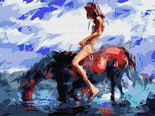 Картина по номерам Цветной: Верхом на коне