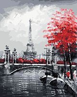 Картина по номерам Цветной: Канал на фоне Эйфелевой башни