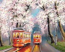 Картина по номерам Цветной Premium: Романтика весенних трамваев