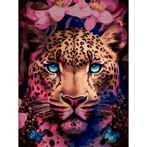 Картина по номерам Белоснежка: Цветочный леопард (496-AS)
