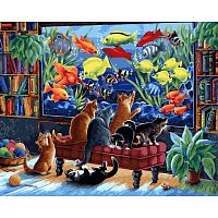 Картина по номерам Белоснежка: Коты и рыбки