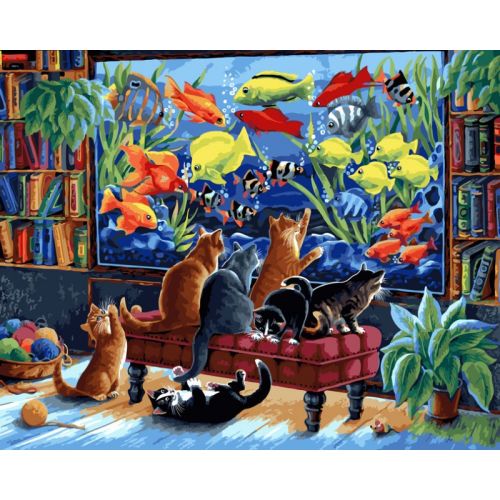 Картина по номерам Белоснежка: Коты и рыбки (231-AB)