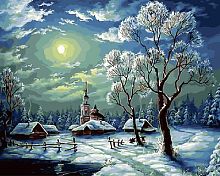 Картина по номерам Цветной: Зимний ночной пейзаж