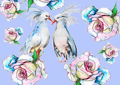 Картина по номерам Цветной Premium: Влюбленные птицы (ME1122)