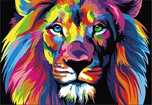 Картина по номерам Цветной Premium: Радужный лев