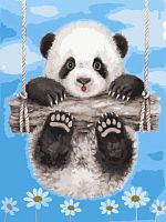 Картина по номерам Цветной: Панда на качелях