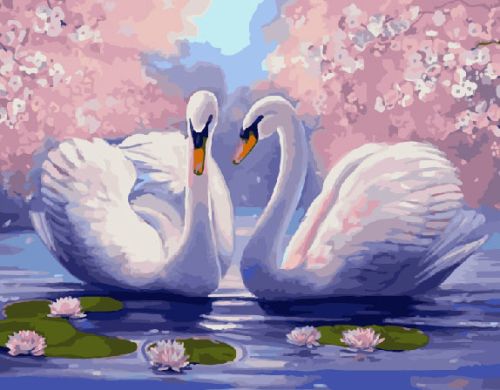 Картина по номерам Paintboy: Лебеди среди лотоса (ZX 20190)