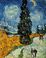 Картина по номерам Цветной: Кипарисы на фоне звездного неба Винсента Ван Гога