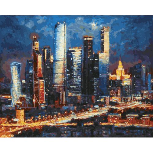 Картина по номерам Белоснежка: Вечерние огни Москва Сити (485-IRC)