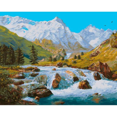 Картина по номерам Белоснежка: Горные ручьи Кавказа (319-AB)