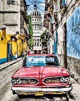 Картина по номерам Цветной: Винтажное авто в старой Гаване