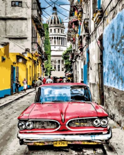 Картина по номерам Цветной: Винтажное авто в старой Гаване (GX8934)