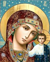 Картина по номерам Цветной Premium: Икона "Казанская Пресвятая Богородица"