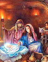 Картина по номерам Цветной Premium: Рождение Иисуса Христа