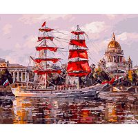Картина по номерам Белоснежка: Санкт-Петербург. Нева. Алые паруса